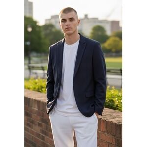 Slim Fit‎ Wool Blend Blazer Navy Blue Men 40R Smart Tailored ASOS